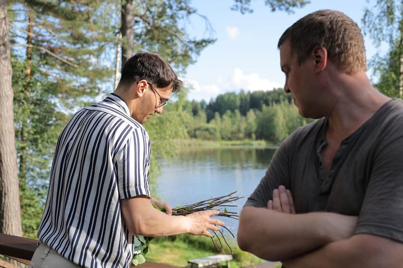 Aleksi and Jonne at the lakeside